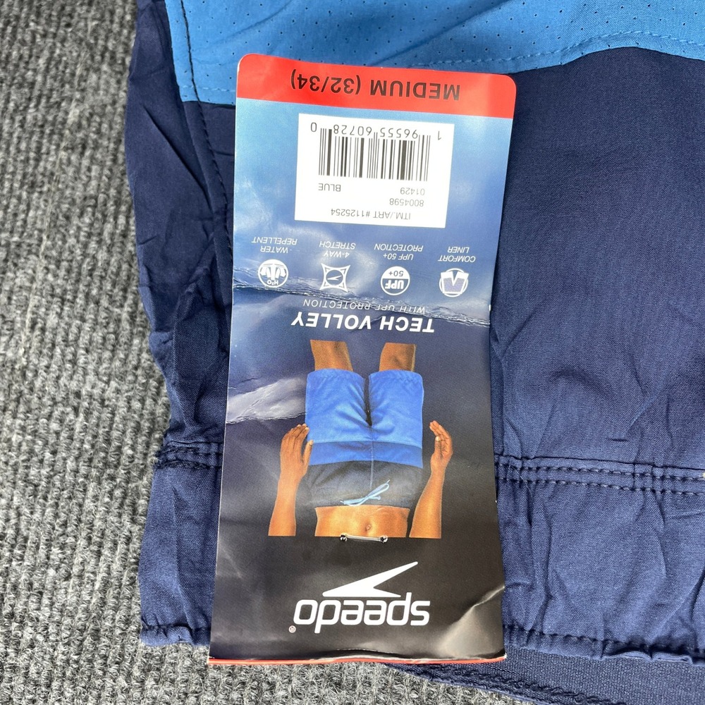 Speedo Tech Volley Swim Trunks Men's M 32/34 Blue Colorblock UPF 50+ NWT - Picture 8 of 10